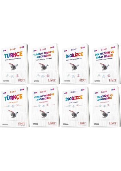 8. Sınıf Türkçe - Inkılap - Ingilizce - Din Konu Föyleri - Soru Seti 8 Kitap