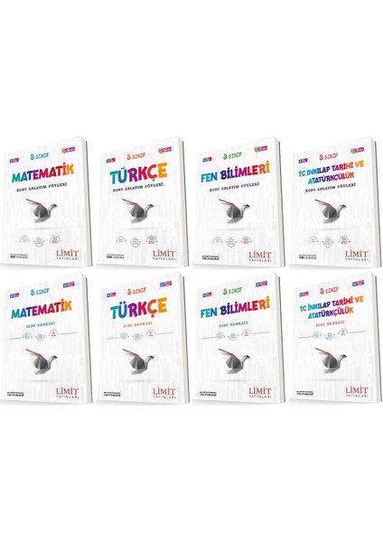 8. Sınıf Matematik - Türkçe - Fen - Inkılap Konu Föyleri - Soru Seti 8 Kitap