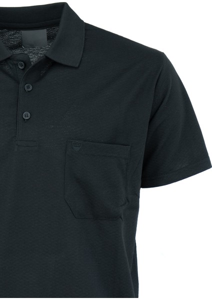 Erkek Polo Yaka Kendinden Desenli Cepli Kısa Kollu Normal Kesim Tam Kalıp  Pamuklu Kumaş T-Shirt