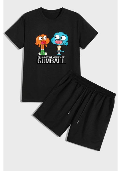 Gumball Baskı Şort Takım