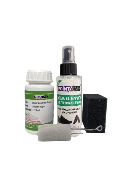 Point Care Yoğun Beyaz Ekstra Boya 125 gr + Spor ve Süet Ayakkabı Yenileyici ve Temizleyici Sprey 100 ml