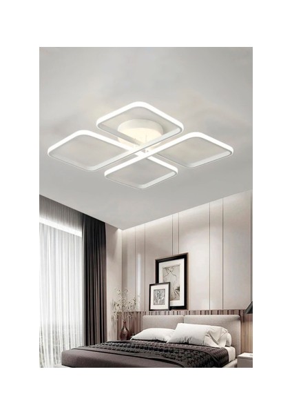 Ledmi Lighting 4 Parça Model Kumandalı LED Tavan Avizesi, 3 Renk Aydınlatmalı, Plafonyer,modern,spor, Salon Avizesi