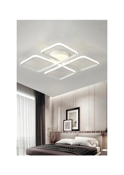 Ledmi Lighting 4 Parça Model Kumandalı LED Tavan Avizesi, 3 Renk Aydınlatmalı, Plafonyer,modern,spor, Salon Avizesi