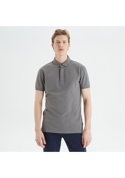 Nautıca Erkek Gri Slım Fıt Kısa Kollu Polo K35062T.0ST