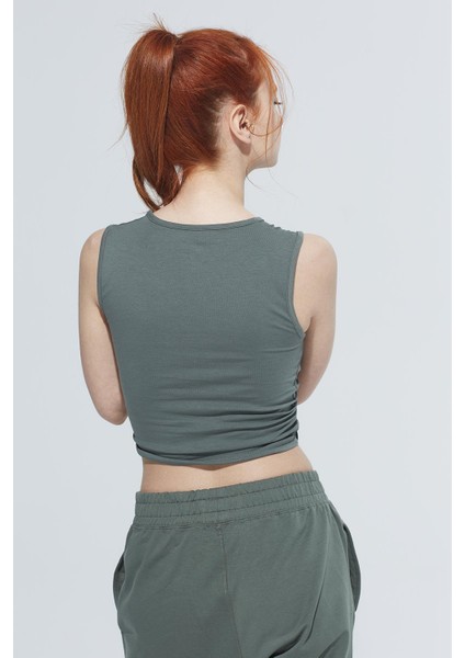 Zoe Bisiklet Yaka Kruvaze Model Örme Crop T-Shirt 1111 fiyatları