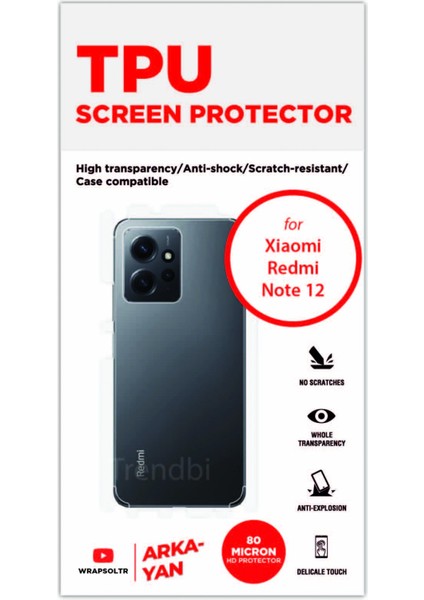 Xiaomi Redmi Note 12 Tpu Arka Yan Koruyucu Film