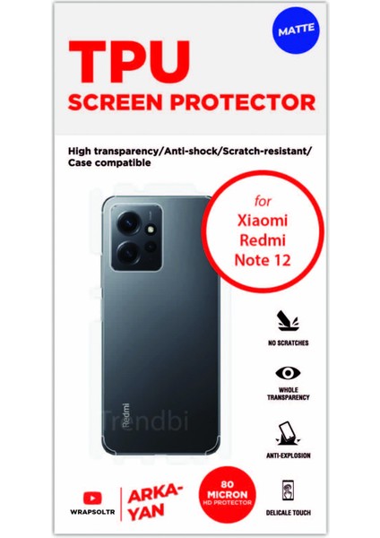 Xiaomi Redmi Note 12 Tpu Mat Arka Yan Koruyucu Film