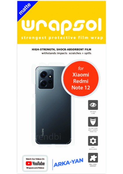 Xiaomi Redmi Note 12 Mat Arka Yan Koruyucu Film