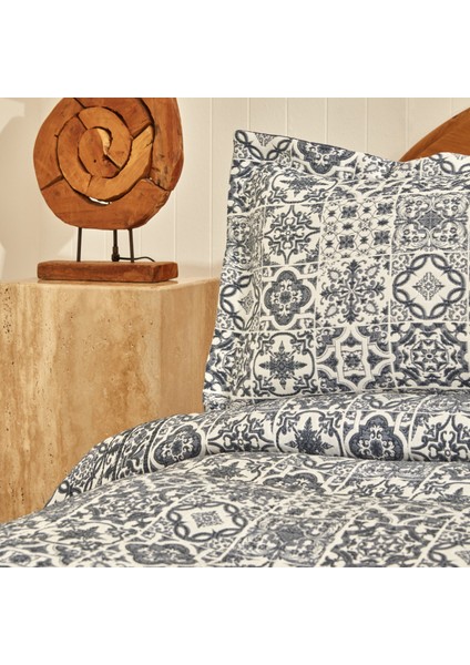 Tiles Çift Kişilik Yatak Örtüsü Mavi