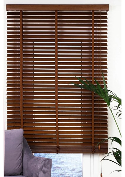 Wooden Blinds %100 Doğal Ahşap Jaluzi Perde 50mm, Alüminyum Kasalı Yüksek Kaliteli - Kurdelalı