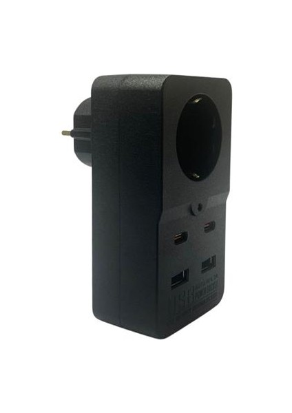 Sanec Isıya Dayanıklı Termal Akım Korumalı 1 Priz Girişli 2 USB Girişli 2 Type-C Girişli Pirz