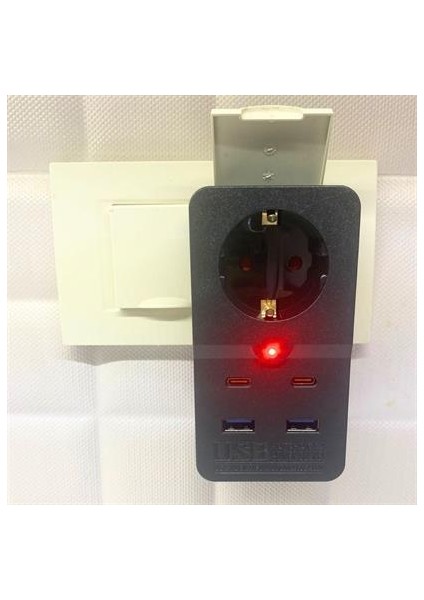 Sanec Isıya Dayanıklı Termal Akım Korumalı 1 Priz Girişli 2 USB Girişli 2 Type-C Girişli Pirz