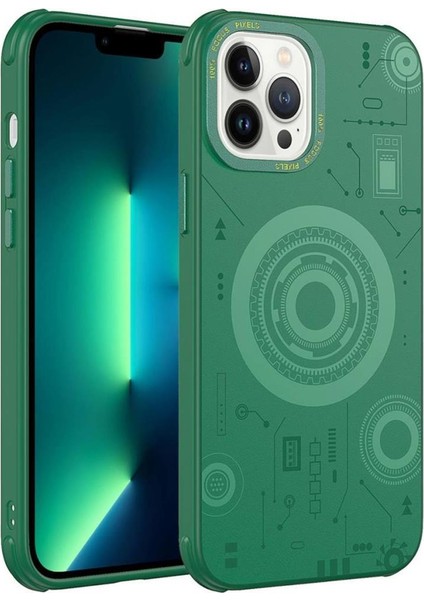 Apple iPhone 13 Pro Max Kılıf Wireless Şarj Özellikli Kenarları Antişok Desenli Hot Kapak