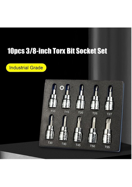 10'Lu Set 3/8 Altıgen Abkant Pres Lokma Yıldız Abkant Pres Lokma Erik Çiçeği Başlı Yivli Lokma Crv Altıgen (Yurt Dışından)