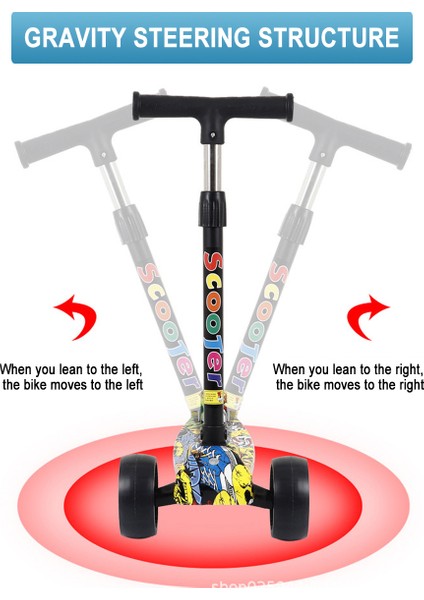 Çocuk Scooter 3 Tekerlekli Katlanır Bisiklet Led Parlaklık Denge Scooter Ayarlanabilir Yükseklik Scooter Scooter (Yurt Dışından)