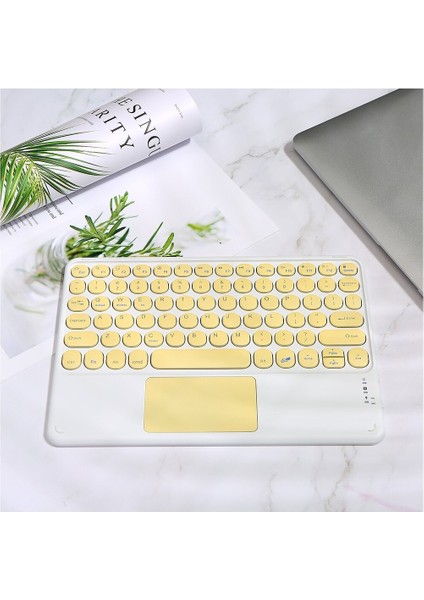 Bluetooth Retro Yuvarlak Ikinci Kontrol Bluetooth Klavye Tablet Hafif Bluetooth Tuş Takımı (Yurt Dışından)
