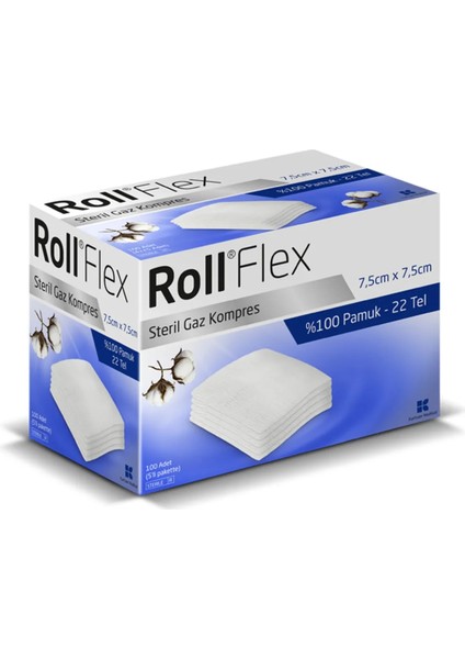 Flex Steril Gaz Kompres Gazlı Bez Spanç 7.5 cm x 7.5 cm 100'LÜ - 2 Kutu