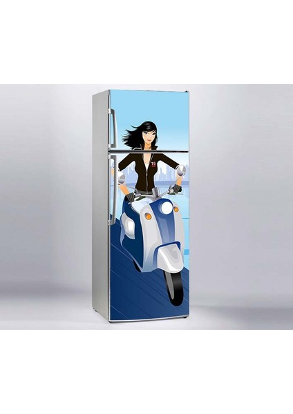 Buzdolabı Sticker Scooter Kız