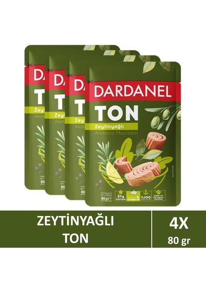 Zeytinyağlı Ton Balığı Poşet 80 gr x 4 Adet