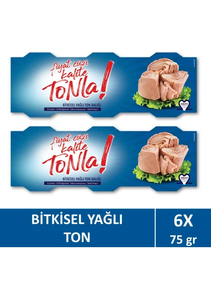 Kalite Tonla Ayçiçek Yağlı Ton Balığı 3X75 gr X2 Adet