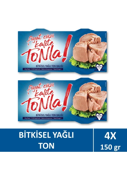 Kalite Tonla Ayçiçek Yağlı Ton Balığı 2X150 gr X2 Adet