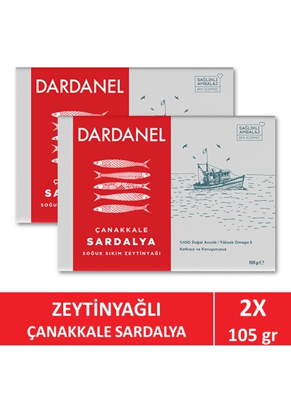 Zeytinyağlı Çanakkale Sardalya 105 gr x 2 Adet