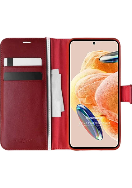 Xiaomi Redmi Note 12 Pro 4g Kılıf Delux Leather Wallet Kırmızı