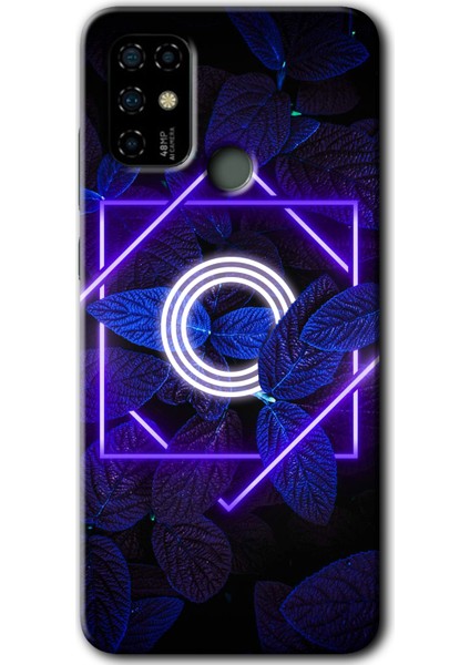 Casper Via F20 Kılıf Hd Desen Baskılı Arka Kapak - Dark Neon Yaprak O Harfi