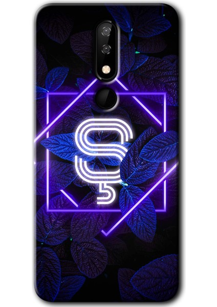 Casper Via P3 Kılıf Hd Desen Baskılı Arka Kapak - Dark Neon Yaprak Ş Harfi