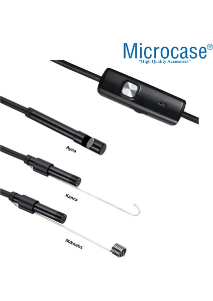 3'ü 1 Arada Endeskop Kamera Mikrofon USB 2.0 Micro USB ve Type-C 6 LED Su Geçirmez 5 Metre Borescope Yılan Kamera AL3899 fırsatları