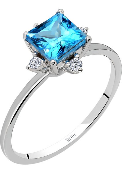 Pırlanta ve Prenses Kesim Mavi Topaz Freyja Yüzük 0423R0184