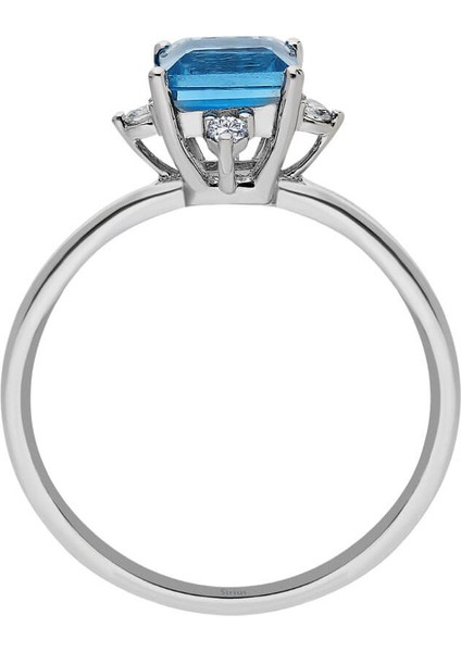 Pırlanta ve Prenses Kesim Mavi Topaz Freyja Yüzük 0423R0184 modelleri