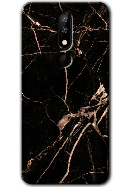 Casper Via P3 Kılıf Hd Desen Baskılı Arka Kapak - Siyah Gold Mermer