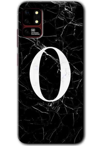 Reeder S19 Max Kılıf Hd Desen Baskılı Arka Kapak - Siyah Mermer Desenli O Harfi
