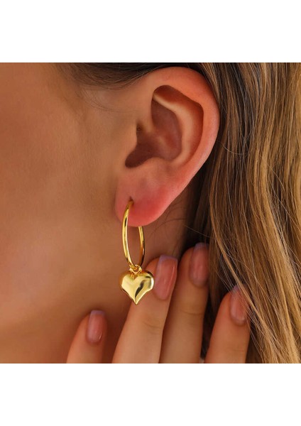 Gümüş Gold Kalp Sallantılı Kadın Küpe fiyatları