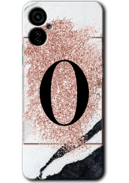 Tecno Spark 9 Pro Kılıf Hd Desen Baskılı Arka Kapak - Pembe Mermer Desenli O Harfi