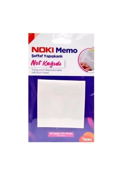 Yapışkanlı Not Kağıdı Memo 50 Yp 75X75 Şeffaf 12300 12'li Paket / Noki