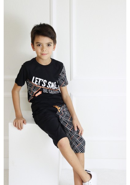 Erkek Çocuk Lets Skate Baskılı Kısa Kollu Basic Basic Takım 6-9 Yaş