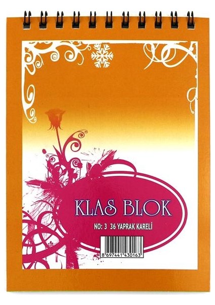 Bloknot Spiralli Kareli No:3 36 Yp 24'lü Paket / Klas