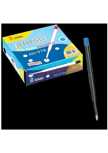Tükenmez Kalem Yedeği Parker Tipi Plastik Mavi 97 B 100'LÜ Paket / Aıhao
