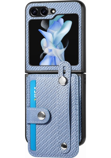 Samsung Galaxy Z Flip5 Mavi Için Bileklik Cüzdan Geri Telefon Kasası (Yurt Dışından)