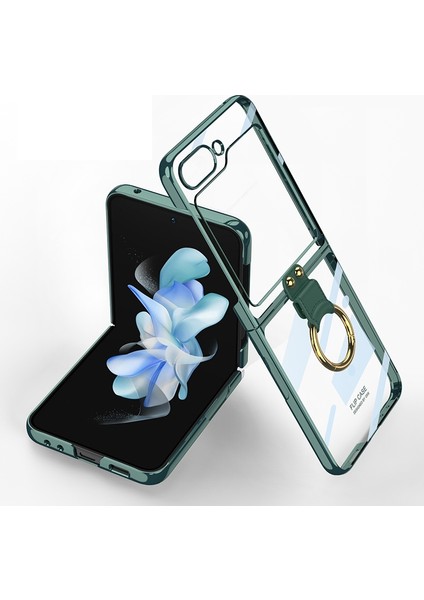 Samsung Galaxy Z Flip5 Yeşil Için Yüzük ile Gkk Phantom Telefon Kılıfı (Yurt Dışından)