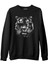 Tiger With An Eye Patch Realistic Siyah Erkek Kalın Sweatshirt 1