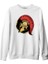 A Spartan Warrior Helmet On A Circular Background Beyaz Erkek Kalın Sweatshirt 1
