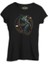 Magical Cat In Space With The Moon And Planets Siyah Kadın Tshirt 1