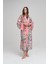 Renkli Yaprak Desenli Pudra Uzun Kimono 4046 1