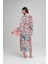 Renkli Yaprak Desenli Pudra Uzun Kimono 4046 2