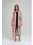 Renkli Yaprak Desenli Pudra Uzun Kimono 4046 3