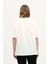 Beyaz %100 Pamuk Baskılı Oversize Dik Yaka Örme T-Shirt 4