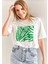 Baskılı Basic Bisiklet Yaka Örme T-Shirt Önü Yeşil 1